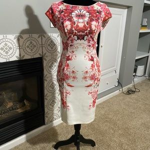 Arden B pink floral stretch dress, M